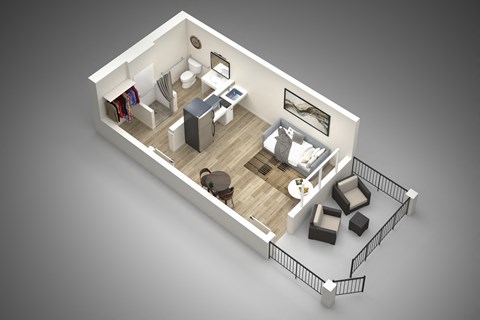 Floor plan for studio, 1 bath, 367 sqft